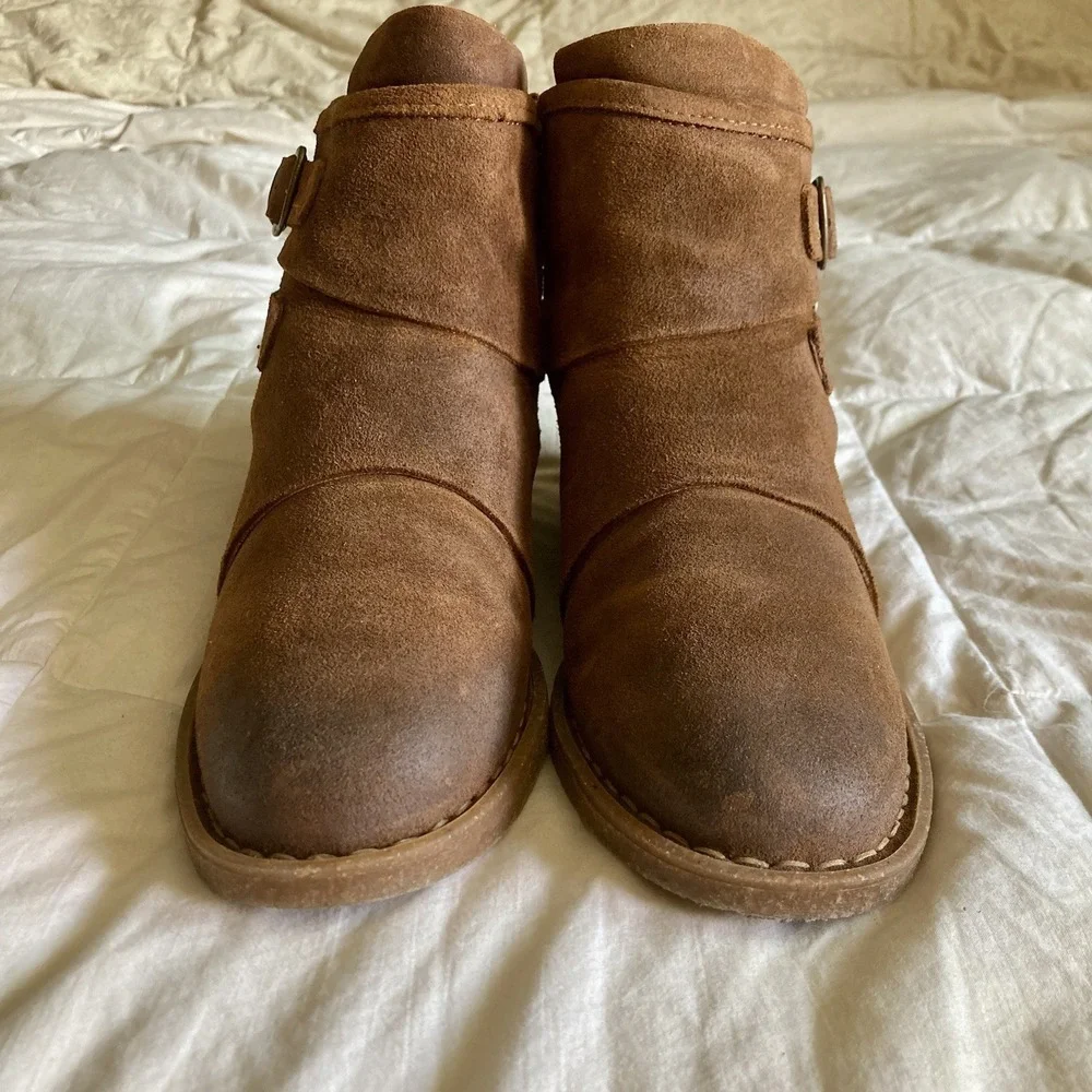 Born Moraga Suede Leather Ankle Boots Brown Women's 8/38-39 Boho Western EUC